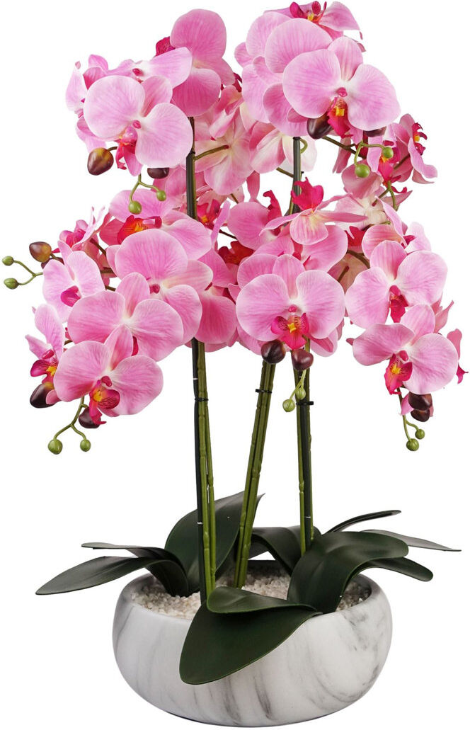 Leaf Plastic, Silk Artificial Arrangement in Planter Pink 60cm H X 40cm W X 40cm D