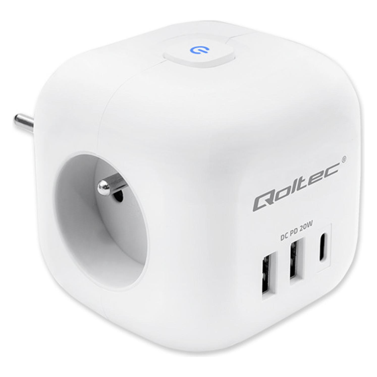 Qoltec Power Cube 6-in-1 Verlängerungskabel 3xAC USB (3x) (52548)