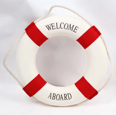 Inspire Picks Nautical Life Buoy Wall Decor Red & Blue Coastal Beach House Accent red 20cm