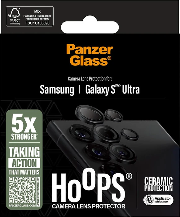PanzerGlass Hoops Ceramic Samsung Galaxy S25 Ultra schwarz Schutzringe für die Kameralinse