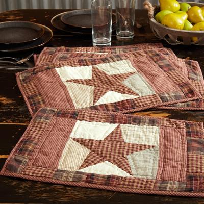 VHC Brands Abilene Star Quilted Placemat Set of 6 12x18 - Placemat 12x18