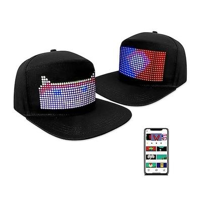 LED-Mütze, programmierbare App-Steuerung, LED-Lauftext, Leuchtdisplay, Baseballkappe, leuchtend, leuchtend, individuelle Hüte für Männer, Party, Club, Schwarz