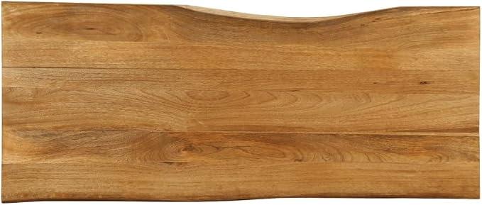 Tischplatte mit Baumkante 140x60x2,5 cm Massivholz Mango Eichen-Optik, Rustikale Holztischplatte für Esstisch Schreibtisch Couchtisch Heimbüro Gastronomie