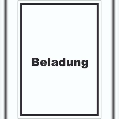 HB-Druck Beladung Aufkleber mit Text Transport Fracht hochkant A8 (52x74mm)