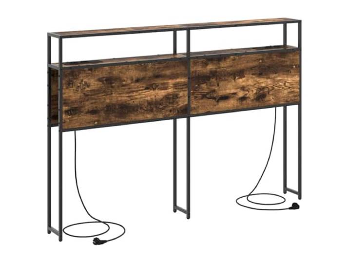 Makastle Stauraum-Kopfteil Räuchereiche 15x153x98 cm Holzwerkstoff & Stahl