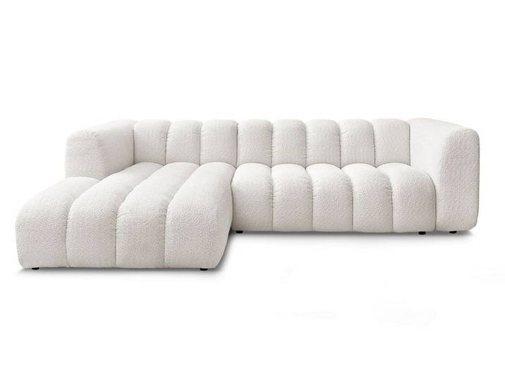 Ecksofa BOBOCHIC TALIA Boucle-Stoff weiss
