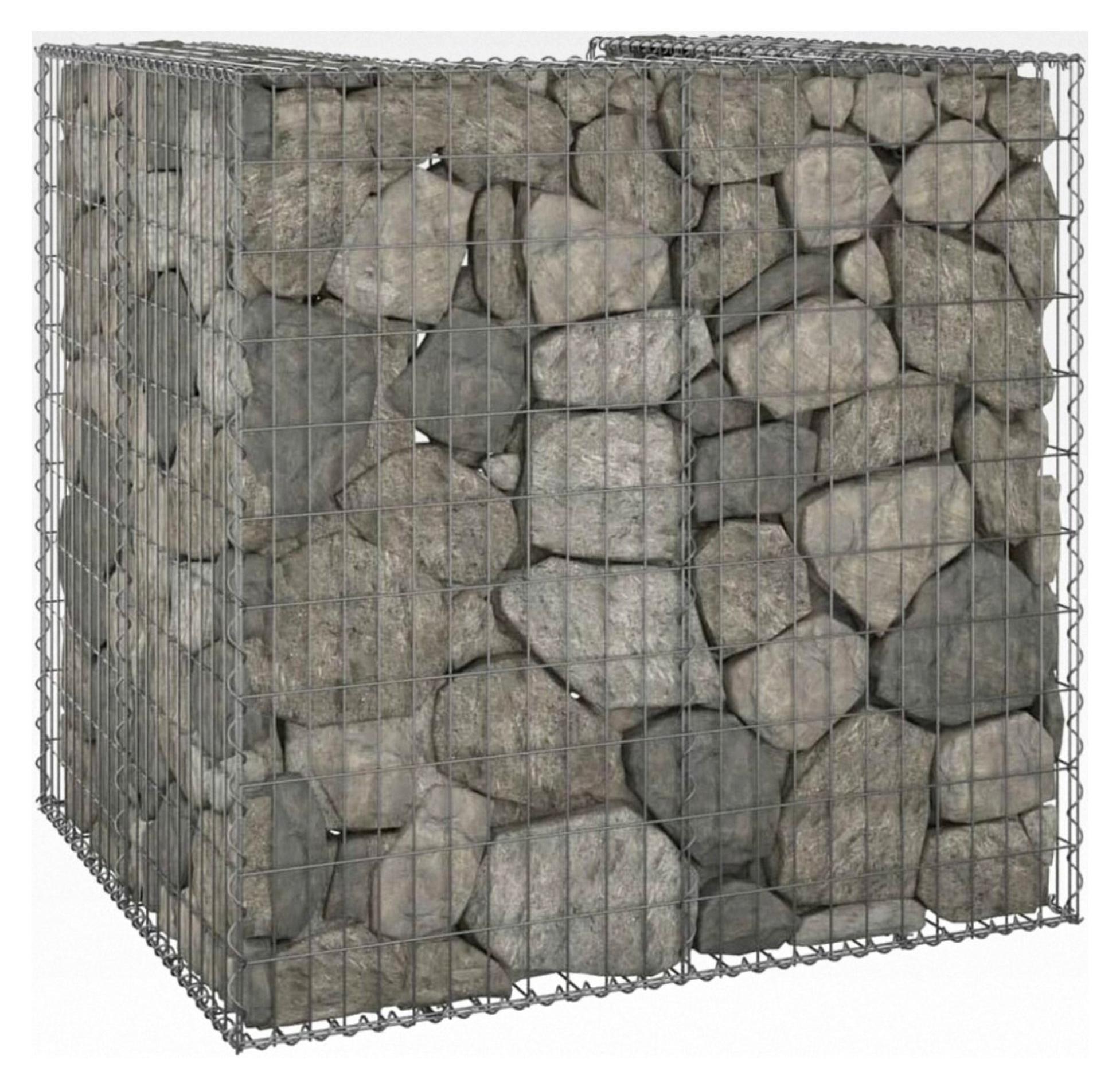 Gabionenwand für Mülltonne aus verzinktem Stahl 110x100x110cm