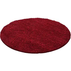 Hochflorteppich RHEIN, einfarbig, Rot, Ø 200 cm