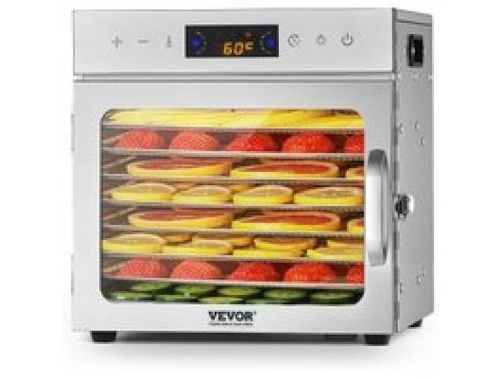 VEVOR Dörrgerät Dörrautomat 8 Edelstahlschalen, elektrischer 400 W Futtertrockner mit einstellbarer Temperatur, Gefriertrockner für Trockenfleisch Fleisch Obst Gemüse Kräuter Hundeleckerlis