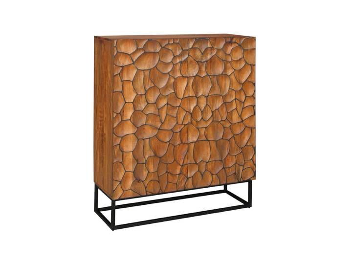 Massivholz Design Highboard „Vulcan Mosaik“ Mangoholz Braun / Schwarz Invicta Interiors