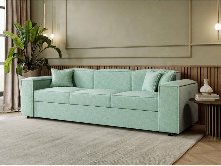 MIRJAN24 Schlafsofa Santos Boucle, mit Schlaffunktion, 252x88x79 cm, vier Dekokissen
