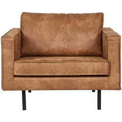 Sessel Rodeo aus Kunstleder, modernes Design, cognac, komfortabel gepolstert, Metallgestell