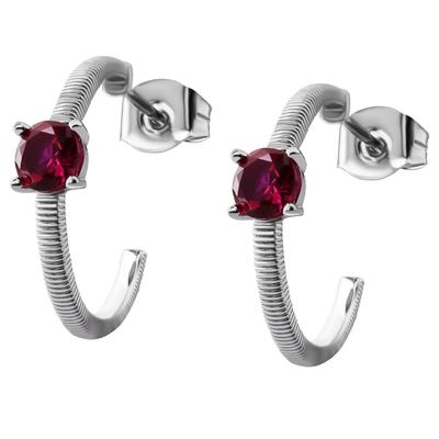 Paar Creolen FIRETTI "Schmuck Geschenk Silber 925 Ohrschmuck Ohrringe", rot (silberfarben, rot, rot), Ohrringe, Damen, 20mm, Silber 925 (Sterlingsilber), mit Zirkonia (synth.)