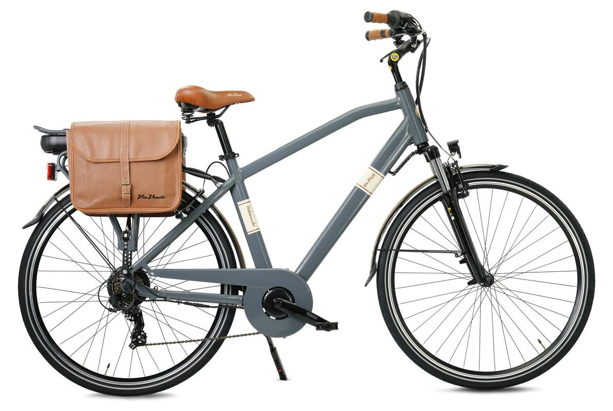 Via Veneto E-Bike Classic E-Bike für Herren 28" 6 V, Farbe "Grigio Gallante", mit Seitentaschen