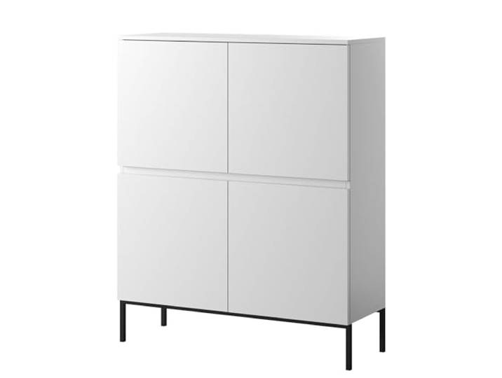 Selsey Kommode Schrank Aufbewahrungsschrank 100 cm 4 Türen 8 Fächer Weiß Schwarze Beine Bemmi