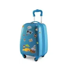 For Kids - Kindergepäck + reflektierende Aufkleber Piraten, Kinderkoffer, Hartschalenkoffer für Kinder, Handgepäck, 24 Liter, Cyanblau
