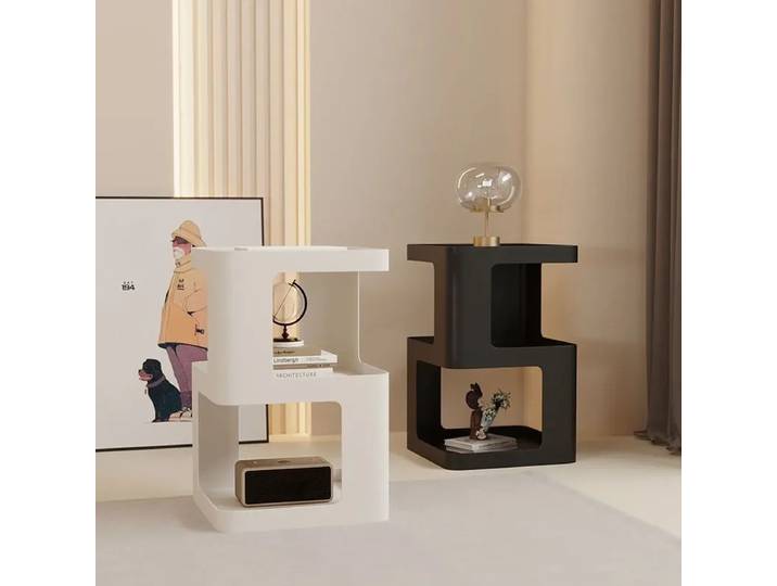 petite armoire de chevet, table basse moderne luxueuse et simple, quelques côtés, salon créatif nordique, quelques coins.
