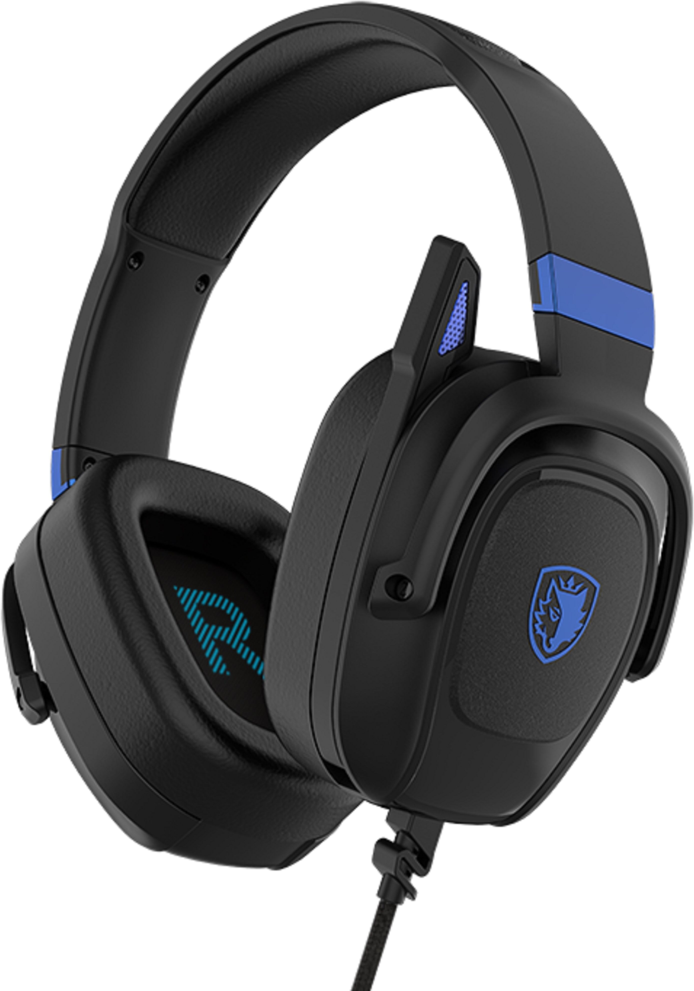 SADES Gaming-Headset "Zpower SA-732 Gaming Headset, schwarz/blau, USB, kabelgebunden", schwarz, B:22,8cm H:21,4cm T:9cm, Kopfhörer, Stereo, Over Ear, PC, PST, XBox, Nintendo Switch, VR, Phone, Gaming-Headset