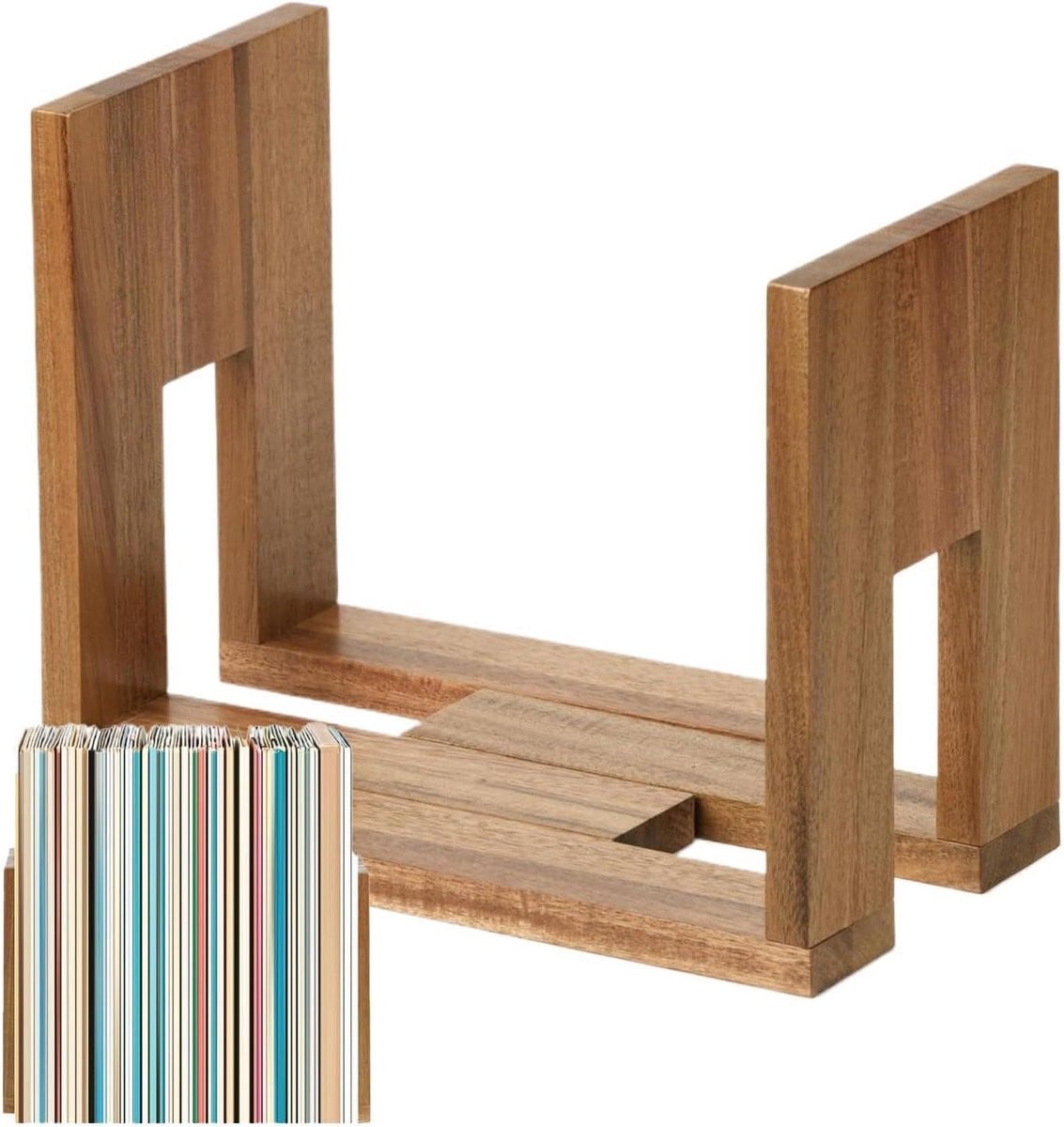 Verstelbaar Platenrek voor 60 Albums - Houtkleur - Muziek Opslag Organizer