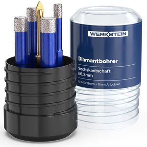 WERKSTEIN Diamantbohrer FBA, Set, 5-teilig, Diamanttrockenbohrer-Set 6-12 x 67 mm