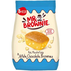 Mr.Brownie Kuchen White Chocolate, mit Schokoladenstückchen, Brownie, einzeln verpackt, je 25 g, 8 Stück