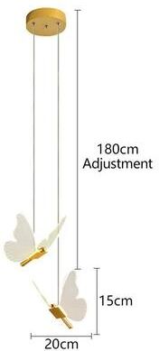 Uplifted Goods LED Butterfly Pendant Light For Modern Home Decoration double Head cold Light gold