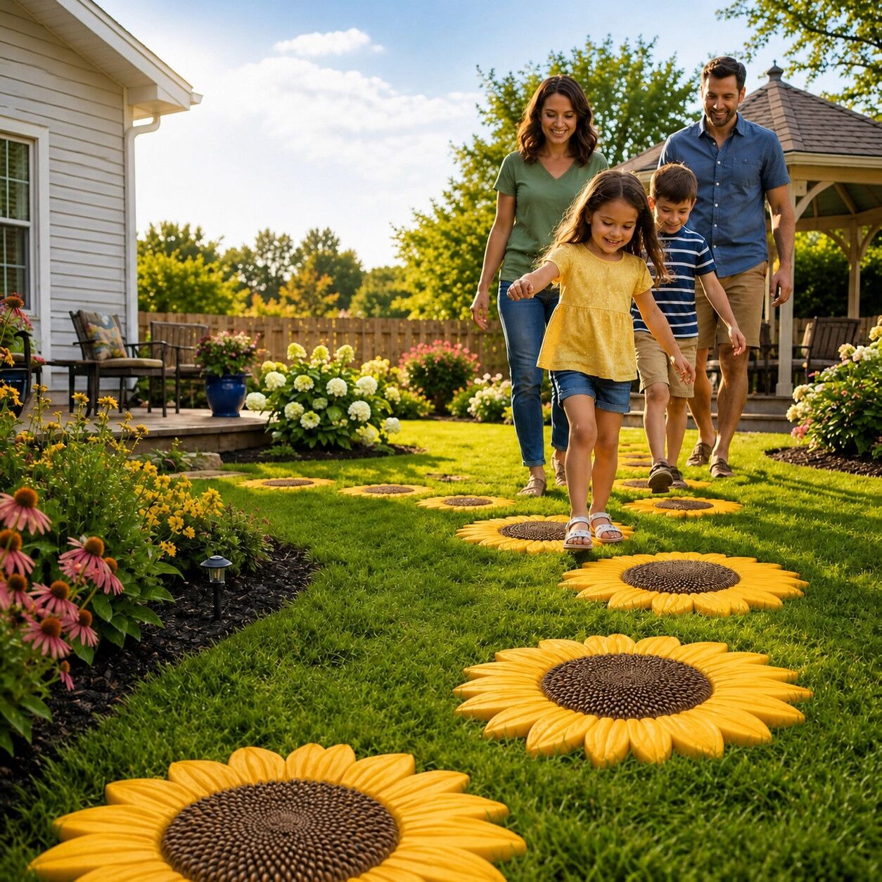 INF Silikonform für Sonnenblumen-Trittsteine im Garten, wiederverwendbare DIY-Form für Beton, Zement, Gips oder Harz