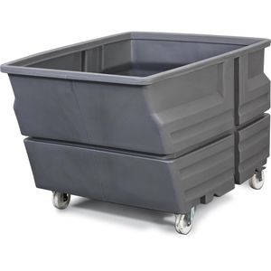 asecos Großbehälter 32034, 600 Liter, mit Rollen, grau, 124 x 90 x 83cm, aus Polyethylen