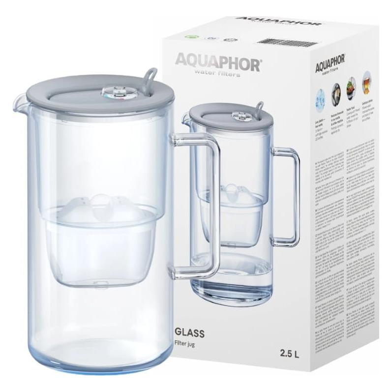 Aquaphor Dzbanek filtrujacy Szklany dzbanek filtrujacy 2 5l szary + 1 wklad Maxfor Plus Mg (2.50 l) (4744131010182)