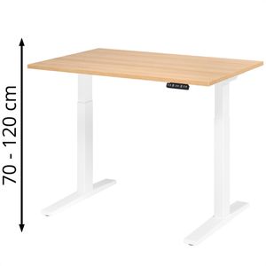 Hammerbacher Schreibtisch XMKA 12, eiche / weiß, elektrisch höhenverstellbar, 120 x 70-120 x 80 cm