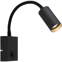 LED Wandleuchte Wandlampe Schlafzimmerlampe Flexibler Arm Schwarz Metall H 42 cm