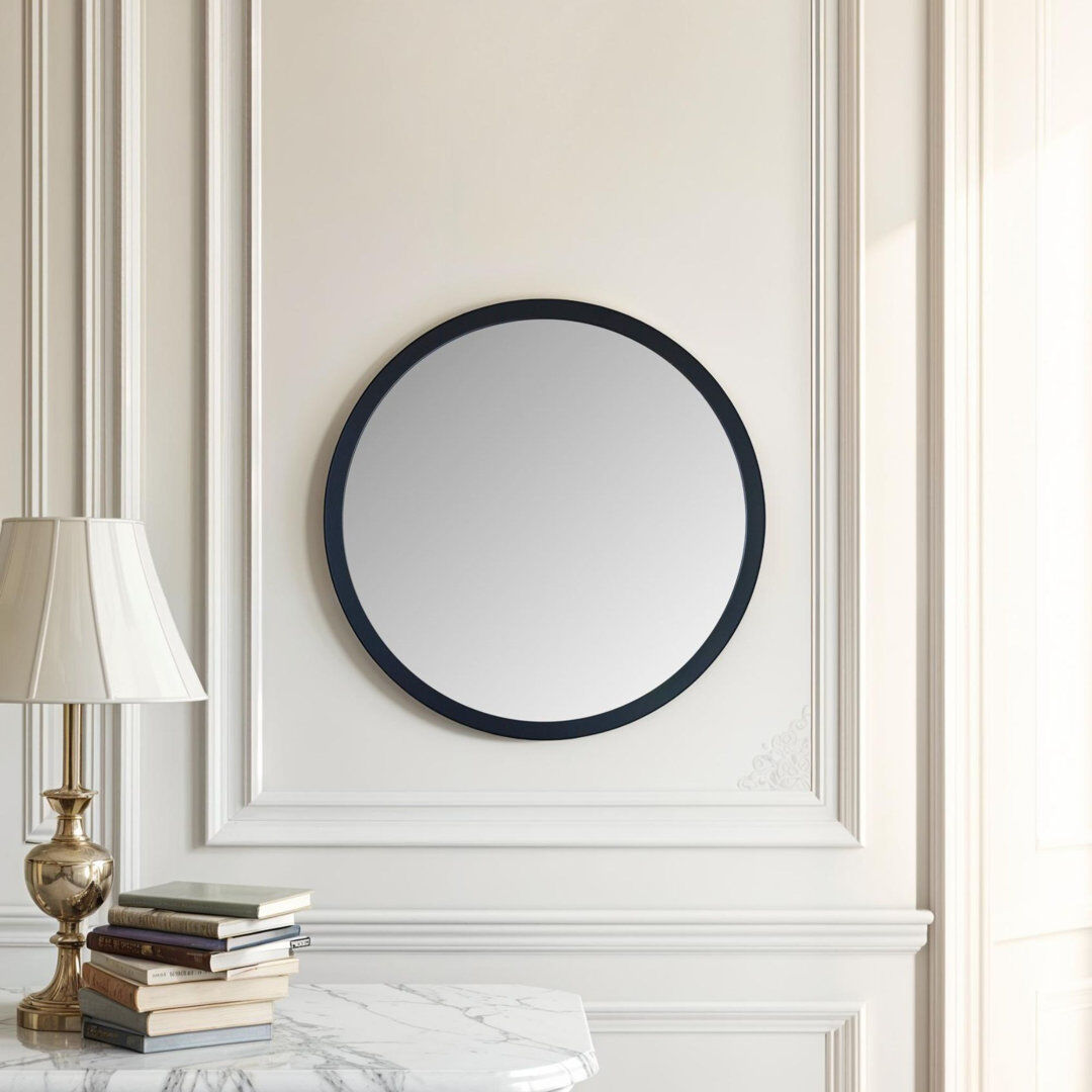 Zipcode Design Tabatha Wood Round Mirror Black 50cm H x 50cm W