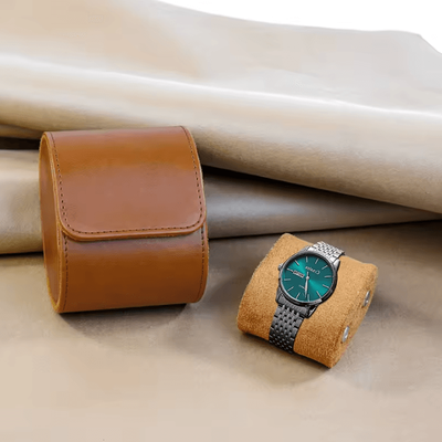 Uplift Curations 3 Slot Watch Roll Travel Case Portable Watch Organizer With Removable Pillows brown 1 Slot