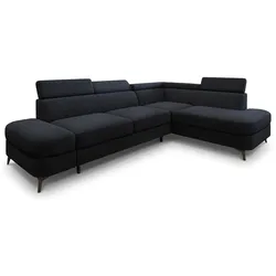 ECKSOFA AVISE Q R-S Schwarz Boucle-Stoff mit Schlaffunktion