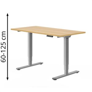FlexiSpot Schreibtisch E5S, ahorn / grau, elektrisch höhenverstellbar, 140 x 60-125 x 80 cm