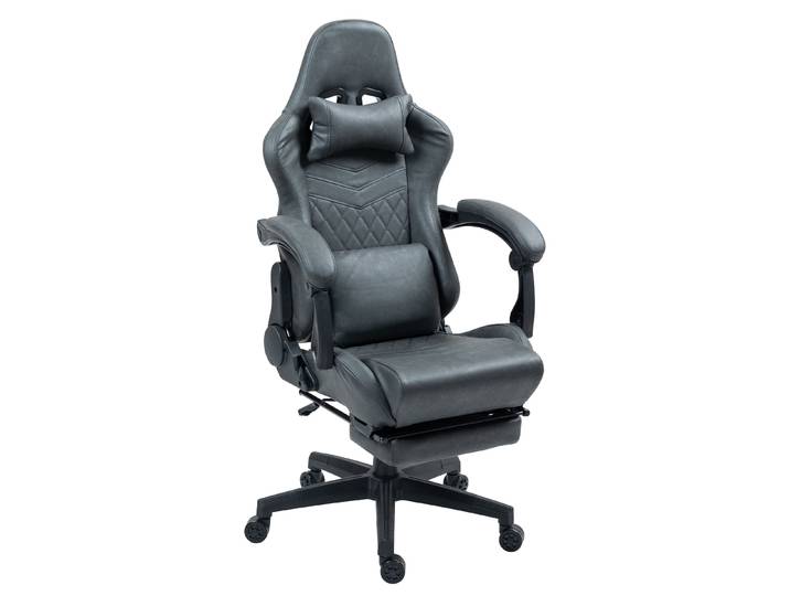 Gamingstuhl Bürostuhl Leder mit Massagefunktion GREG grau