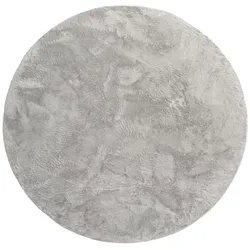 KURZFLORTEPPICH, einfarbig, aus Polyester, Grau, Ø 160 cm