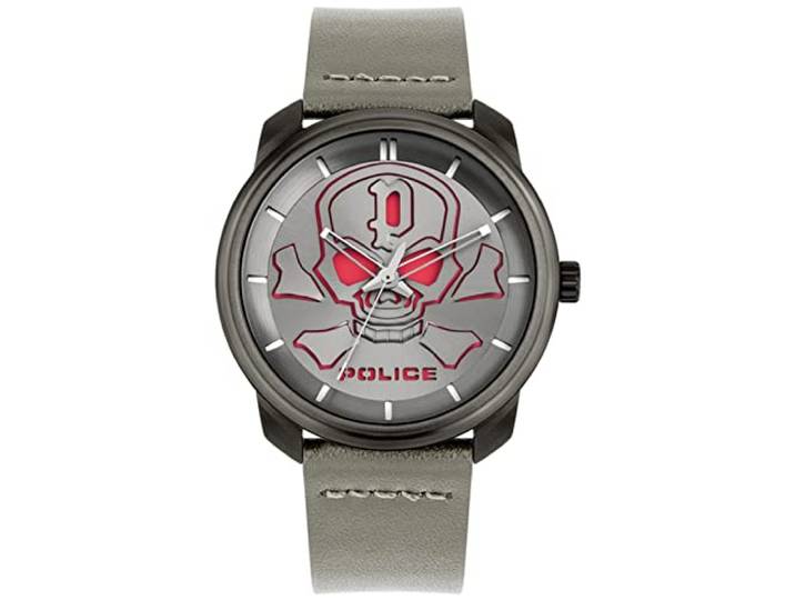 Police Unisex Volwassenen Analoog Kwartshorloge met lederen armband PL15714JSU.61, grijs, armband