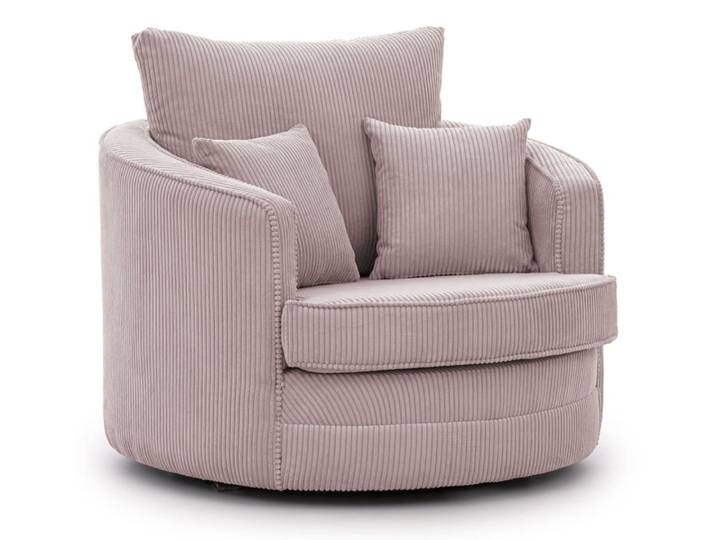 Fauteuil pivotant rotatif à 360° en tissu côtelé