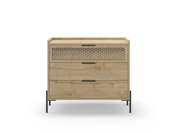 Commode 3 tiroirs et pieds en métal Inca - L90 cm