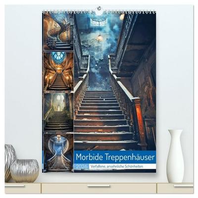 Morbide Treppenhäuser (hochwertiger Premium Wandkalender 2026 DIN A2 hoch), Kunstdruck in Hochglanz
