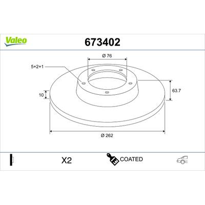 VALEO Bremsscheibe 673402 Hinterachse voll 262mm 10mm für HYUNDAI (BEIJING) NAZA CHANGAN
