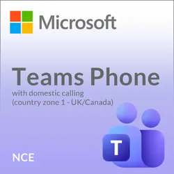 Microsoft Teams Phone with domestic calling (country zone 1 - UK/Canada) (NCE)