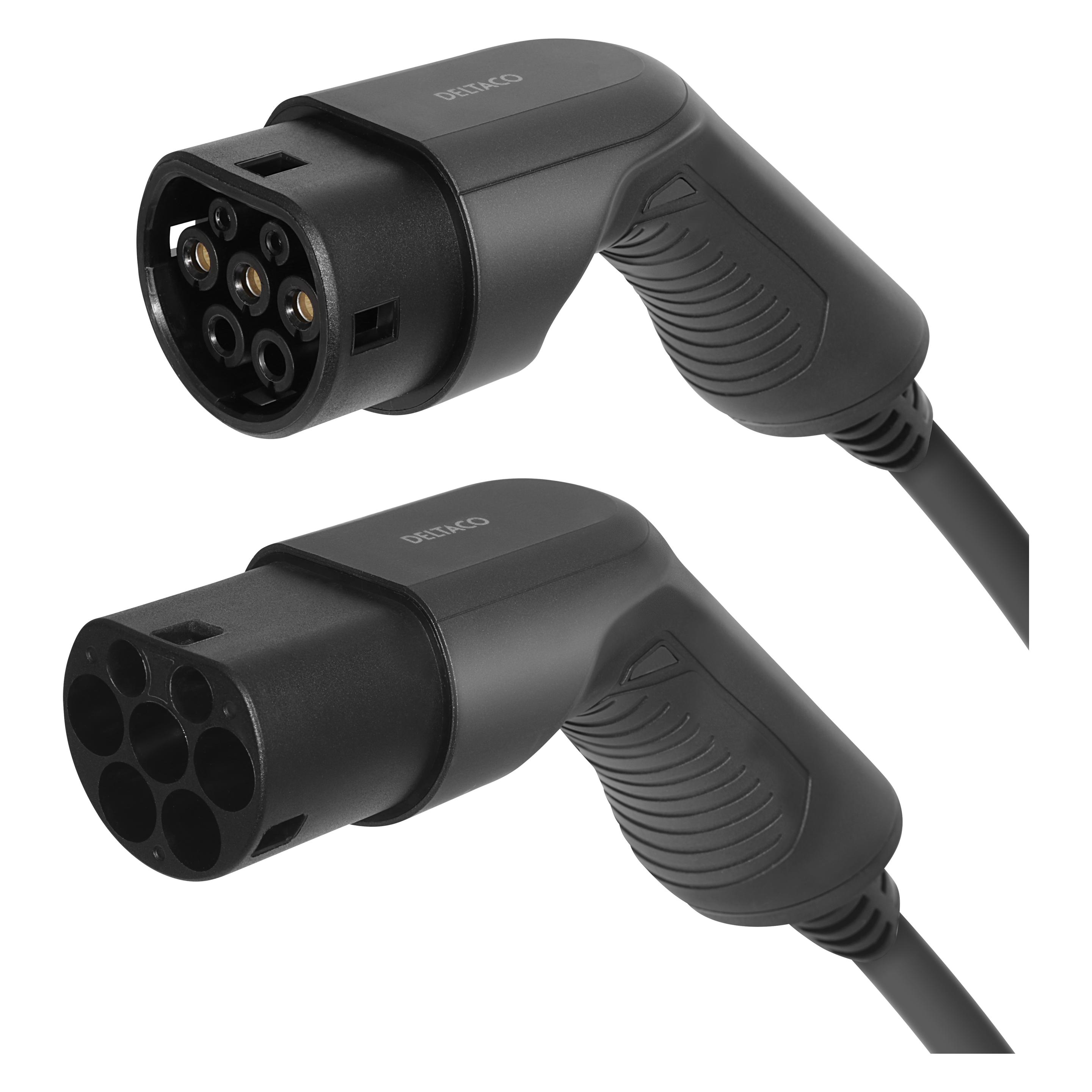 Deltaco Electric car charging cable Type 2 - Type 2, 3 phases, 16A, 11KW, 5m (Typ 2, 11 kW, 16 A, 5 m) (EV-3215)