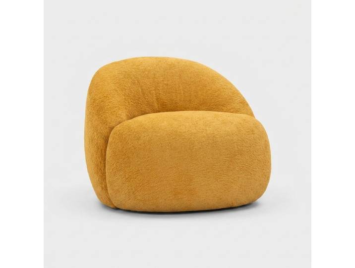Fauteuil Ginevra Moutarde Bouclé Design Contemporain