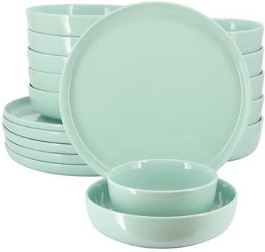 Elama Duncan 18 Piece Porcelain Dinnerware Set in Mint