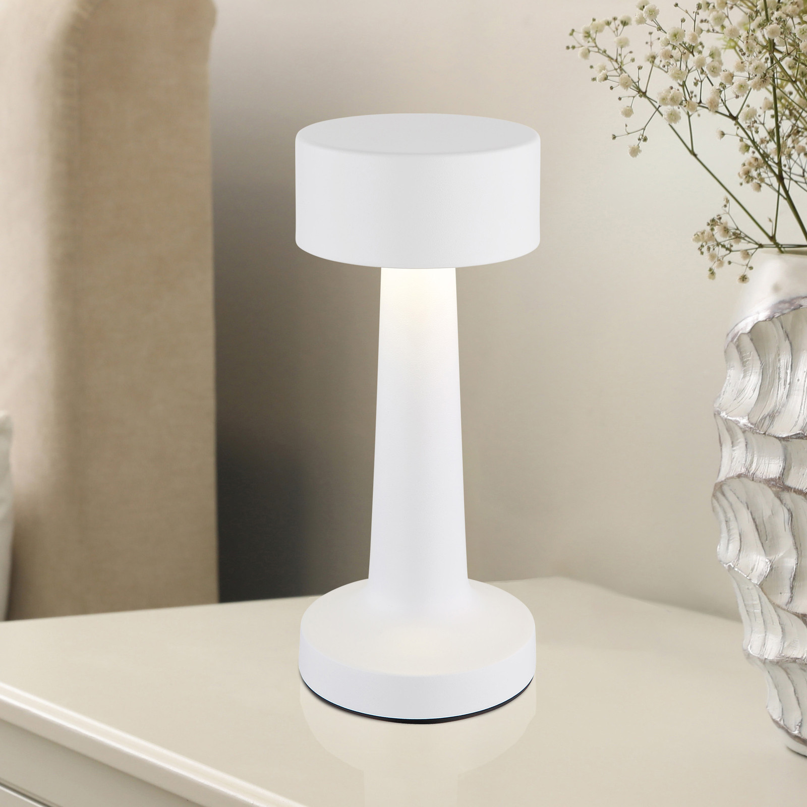home24 Tafellamp Angelika type B wit, Ø 9 cm
