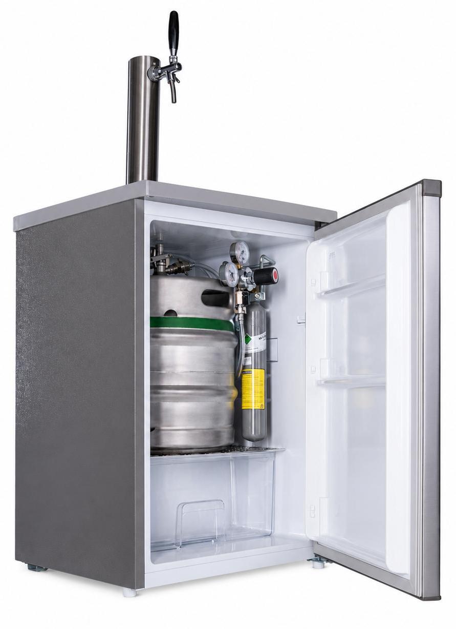 Komplette Bierbar / Zapfanlage für max. 30l Fass Silber/Grau Flachkeg(A) 500g Co²