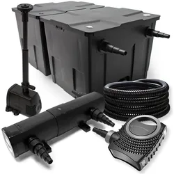 Wiltec, Brunnen + Gartenteich, Filter Set Bio Teichfilter 60000l 24W UVC Teichklärer Pumpe Springbrunnen 058