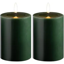 Novaliv, LED Kerzen, 2er Set Stumpenkerzen LED grün klein - Echtwachskerze mit beweglicher Flamme flackernd mit (2x)